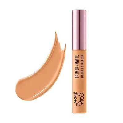 Lakme 9to5 Primer+Matte Liquid Concealer Almond | A concealer that hides imperfections while giving you the blurring benefits of a primer. With Lakmé 9to5 Primer+Matte Liquid Concealer