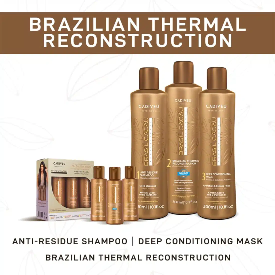 Cadiveu Brasil Cacau Brazilian Thermal Reconstruction Keratin Treatment -1000ml Brasil Cacau BTR Treatment