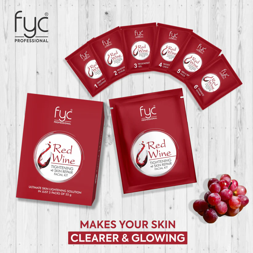 FYC Red-Wine Facial Pouch glow FYC Red-Wine Facial Pouch - Tightening & Skin Repair Kit (5X55g Pack)