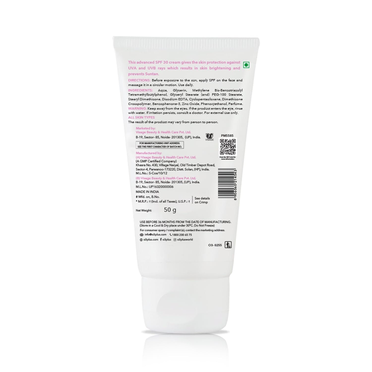 O3+ Whitening Cream SPF 30 Sunscreen Brightening