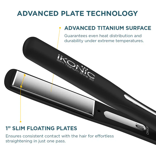 Ikonic Professional Hair Straightener - Slim Titanium Shine 3.0 adv Ikonic Professional Hair Straightener - Slim Titanium Shine 3.0