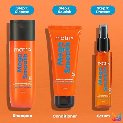 Matrix Mega Smooth Anti-Frizz Serum with Shea Butter step Matrix Mega Smooth Anti-Frizz Serum with Shea Butter - 100ml