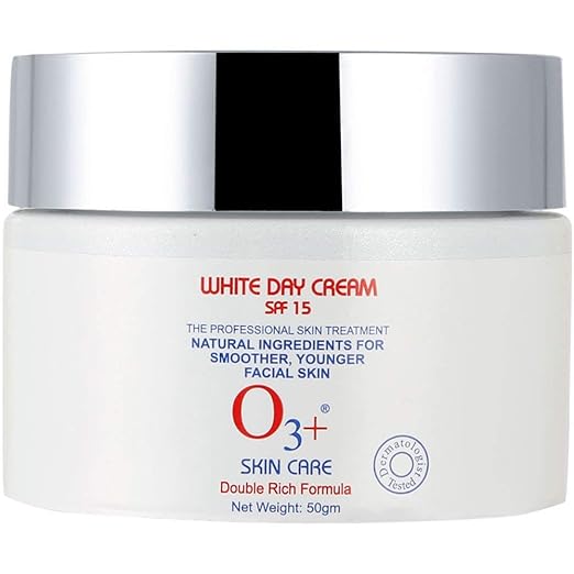 O3+ White Day Cream SPF 15 new pack O3+ White Day Cream SPF 15 Whitening & Brightening -50g