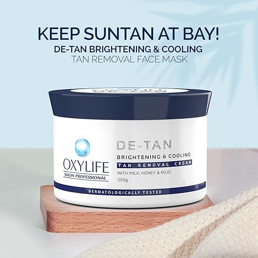 Oxylife Salon Professional Detan Brightening & Lightening Tan Removal- Oxylife De-Tan Brightening & Cooling Tan Removal Cream-500g
