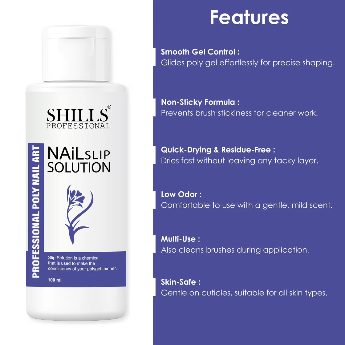 Shills Professional Poly Gel Nail Slip Solution 100ml use Shills Professional Poly Gel Nail Slip Solution-100ml