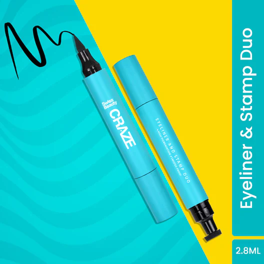 Swiss Beauty Craze 2-N 1 Eyeliner With Stamp Duo- Swiss Beauty Craze 2-N 1 Gel Semi-Matte Eyeliner With Stamp & Fine Tip