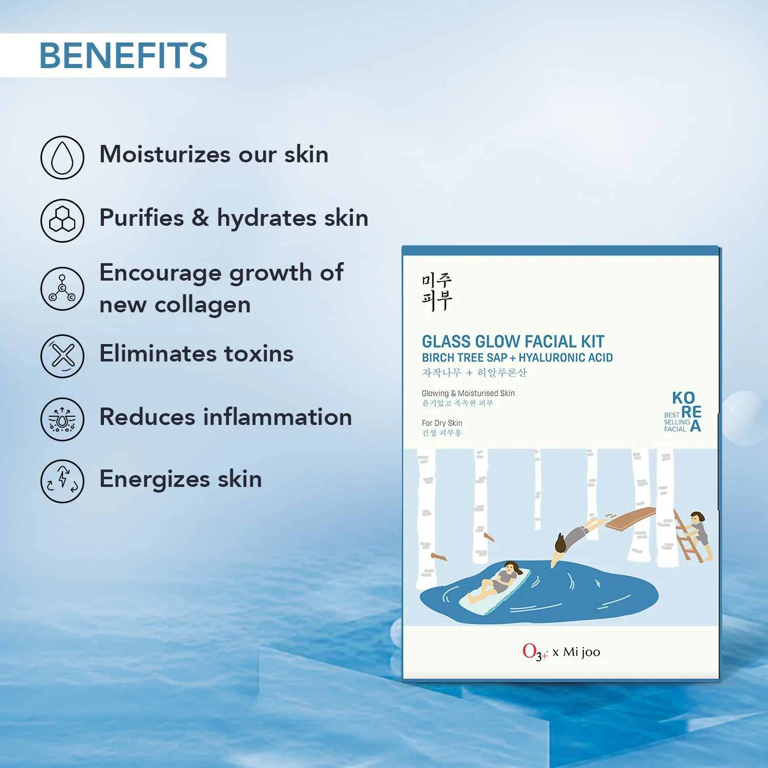 O3+ Mijoo Korea Glass Glow Facial Kit with Birch Tree Sap & Hyaluronic Acid41