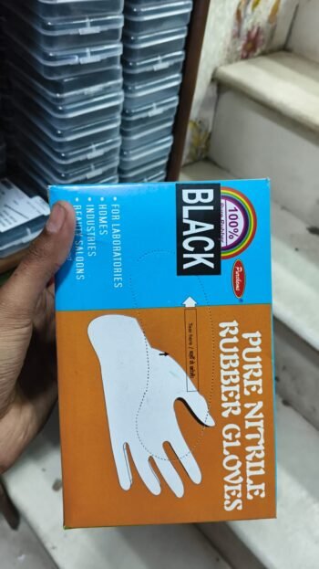 Purchems Pure Nitrile Latex Rubber Gloves For Hair Coloring-Black